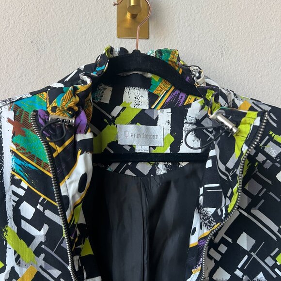 Erin London Abstract Print Zip Front Jacket Size L - Picture 3 of 6